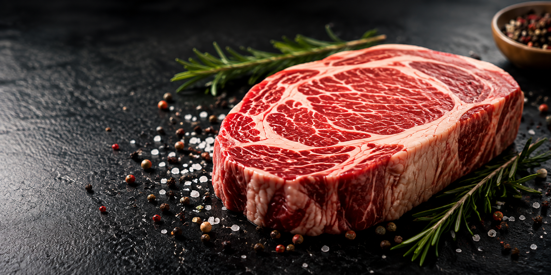 Cooked medium-rare steak
