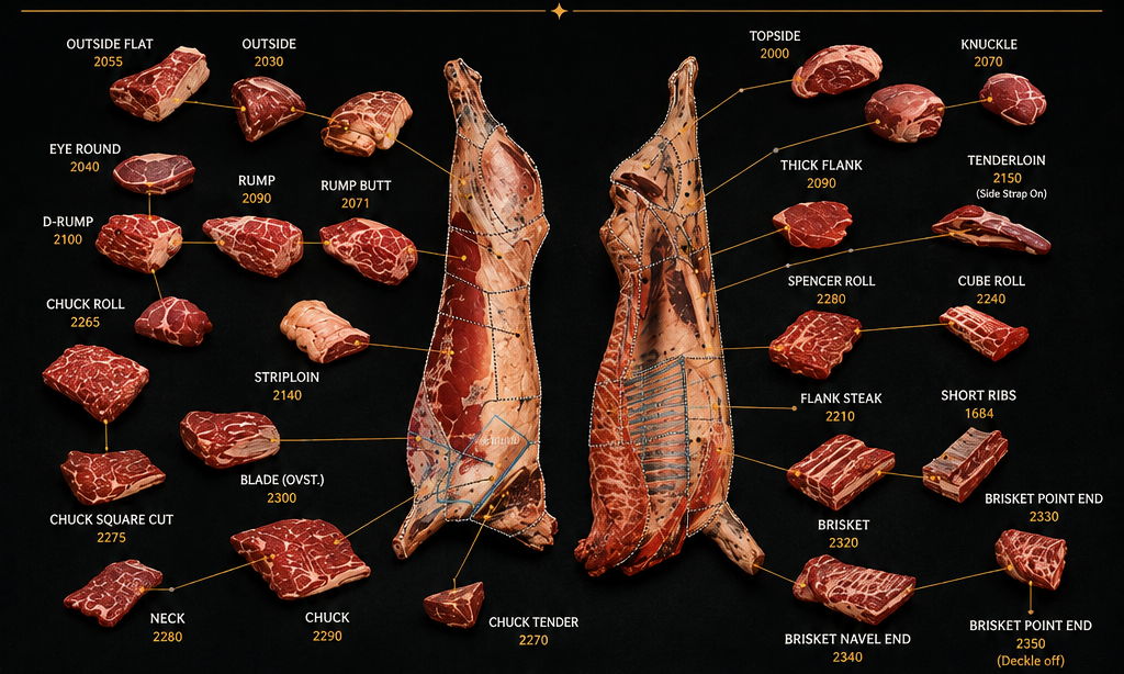 Beef prime cuts diagram